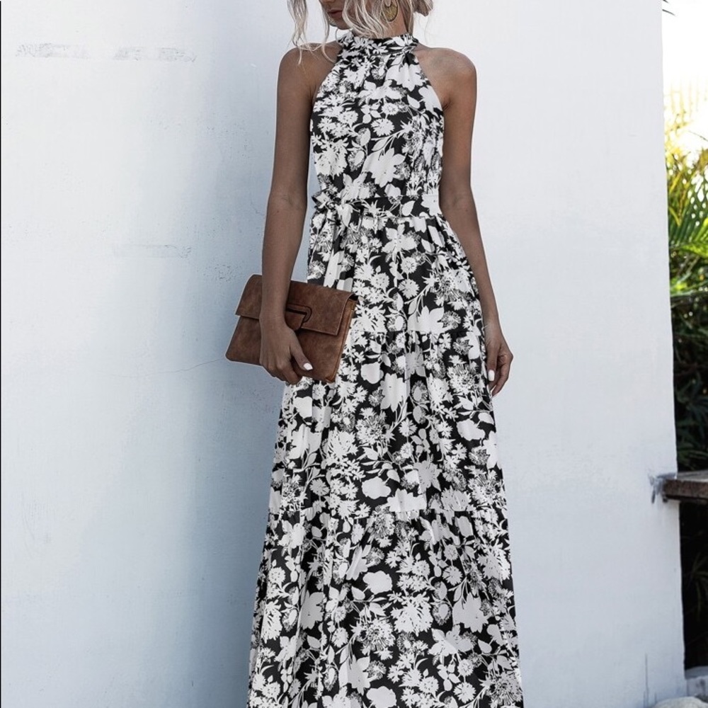 Boho Gypsy Halter Belted Maxi Dress New - Picture 5 of 12